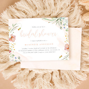 Invitation Elégante aquarelle Fleur sauvage Fête des mariées