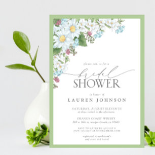 Invitation Elégante aquarelle Fleur sauvage Fête des mariées