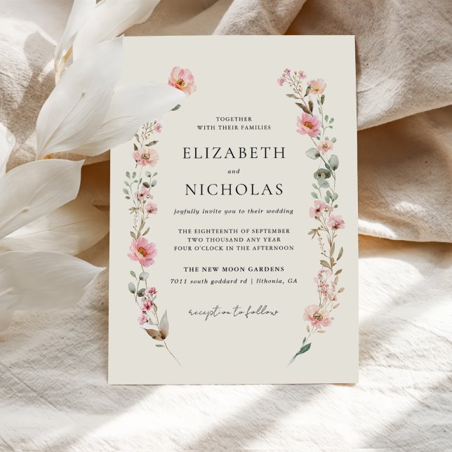 Invitation Elégante aquarelle Fleur sauvage Jardin Mariage (Créateur téléchargé)