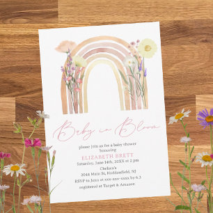 Invitation Elégante aquarelle Floral Baby shower arc-en-ciel