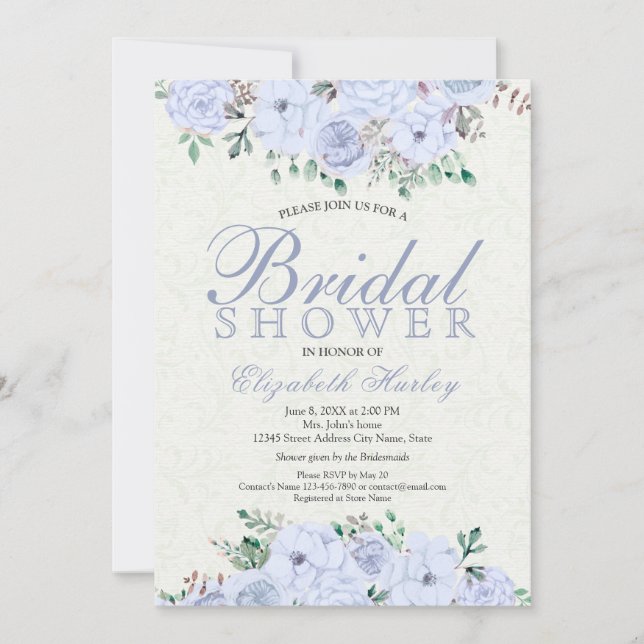 Invitation Elégante aquarelle Floral Douche nuptiale Invitati (Devant)