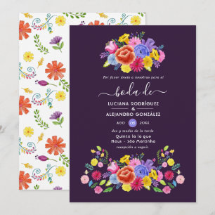 Invitation Elégante aquarelle Floral Fiesta Mariage espagnol