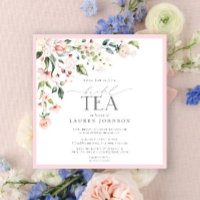Elégante aquarelle Floral Thé nuptiale Douche rose