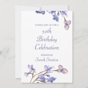 Invitation Elégante aquarelle florale 50e anniversaire