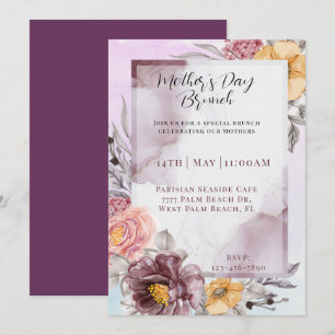 Invitation Elégante aquarelle florale Fête des mères Brunch