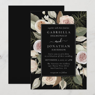 Invitation Elégante aquarelle Florale Mariage d'hiver
