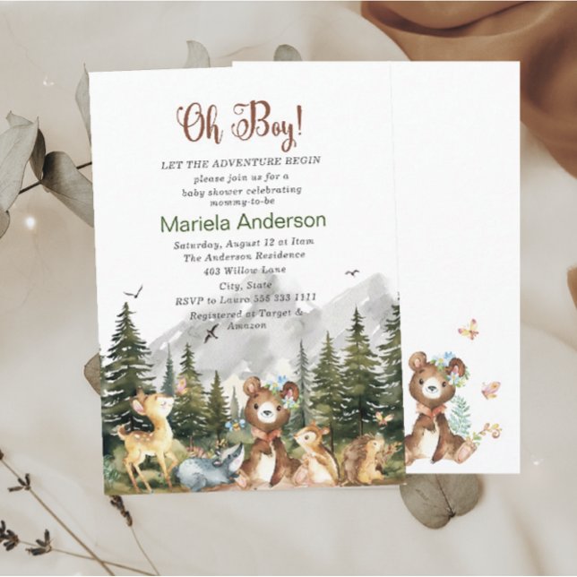 Invitation Elégante aquarelle Garçon Aventure Commencer Baby  (Créateur téléchargé)