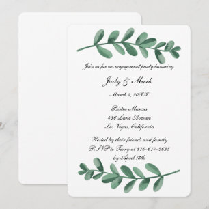 Invitation Elégante aquarelle Green Feuilles