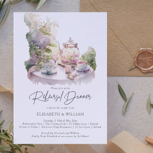 Invitation Elégante aquarelle Jardin Répétition Dîner