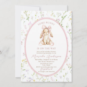 Invitation Élégante aquarelle lapin rose Baby Shower