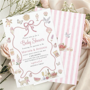 Invitation Elégante aquarelle Lilac fleurs Baby shower Invi