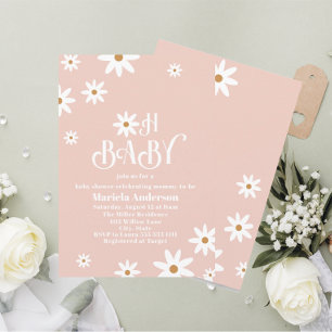 Invitation Elégante aquarelle marguerite bébé en fleur Baby S