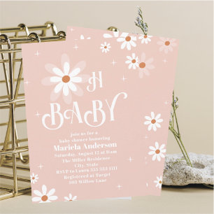Invitation Elégante aquarelle marguerite Oh Baby shower bébé