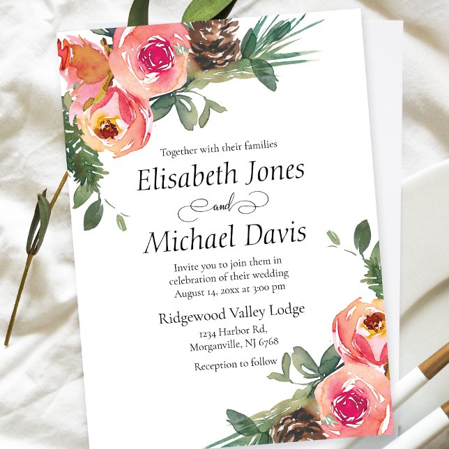 Invitation Elégante aquarelle | Mariage floral (Elevate your special day with this captivating watercolor floral wedding invitation.)