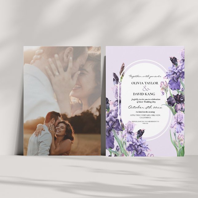 Invitation Elégante aquarelle Mariage Iris (Créateur téléchargé)