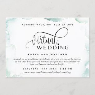 Invitation Elégante Aquarelle, Mariage virtuel en ligne