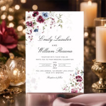 Elégante aquarelle moderne Mariage floral bordeaux