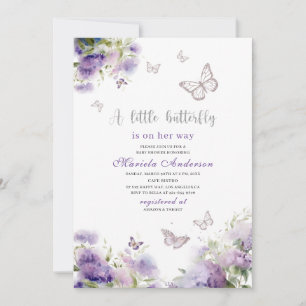 Invitation Elégante aquarelle moderne papillon baisers bébé S