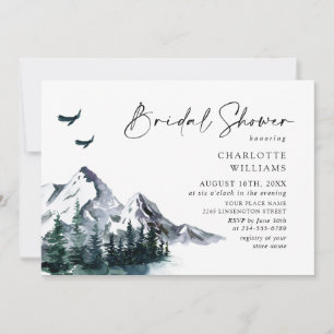 Invitation Elégante aquarelle Montagnes Fête des mariées fore