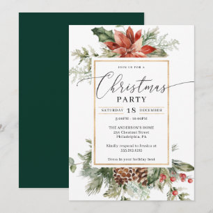 Invitation Elégante aquarelle Noël fête