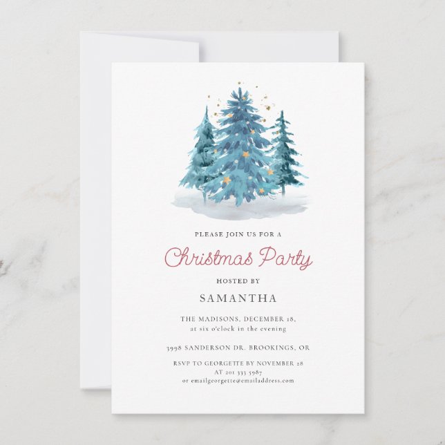 Invitation Elégante aquarelle Noël Fête de Noël (Devant)