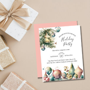 Invitation Elégante aquarelle Noël Société Fête de Noël