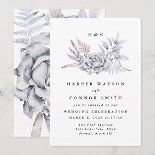 Invitation Elégante aquarelle romantique Mariage floral bouch