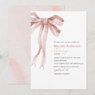 Invitation Elégante aquarelle rose Bow Girl Baby shower Invi
