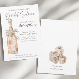 Invitation Elégante aquarelle rose champagne douche nuptiale