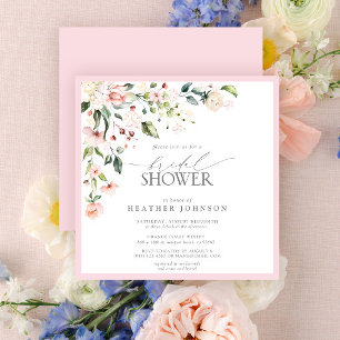 Invitation Elégante aquarelle rose Fête des mariées florale