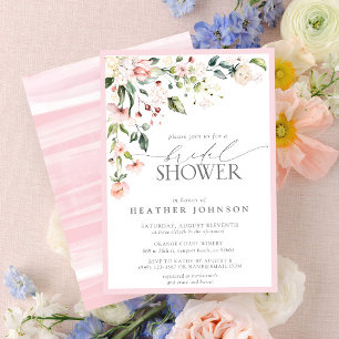 Invitation Elégante aquarelle rose Fête des mariées florale
