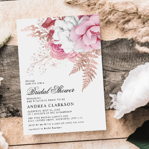 Invitation Elégante aquarelle rose Fête des mariées florale