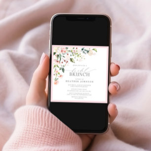 Invitation Elégante aquarelle rose Floral Bridal Brunch