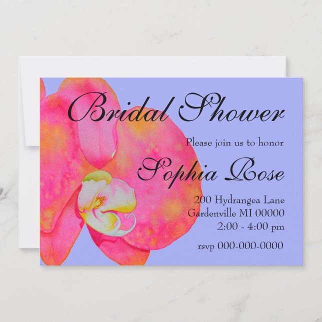 Invitation Elégante aquarelle rose orchidées tropicale fleuri (Devant)
