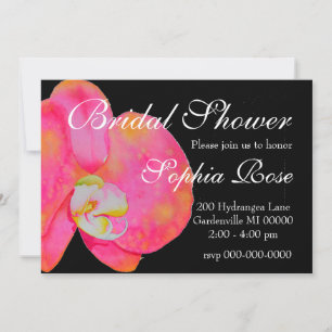 Invitation Elégante aquarelle rose orchidées tropicale fleuri