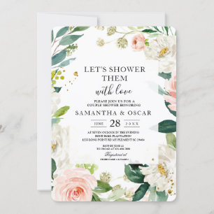 Invitation Elégante aquarelle rose pâle Cadre Floral