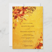 Elégante aquarelle rouge et or Poinsettia Mariage