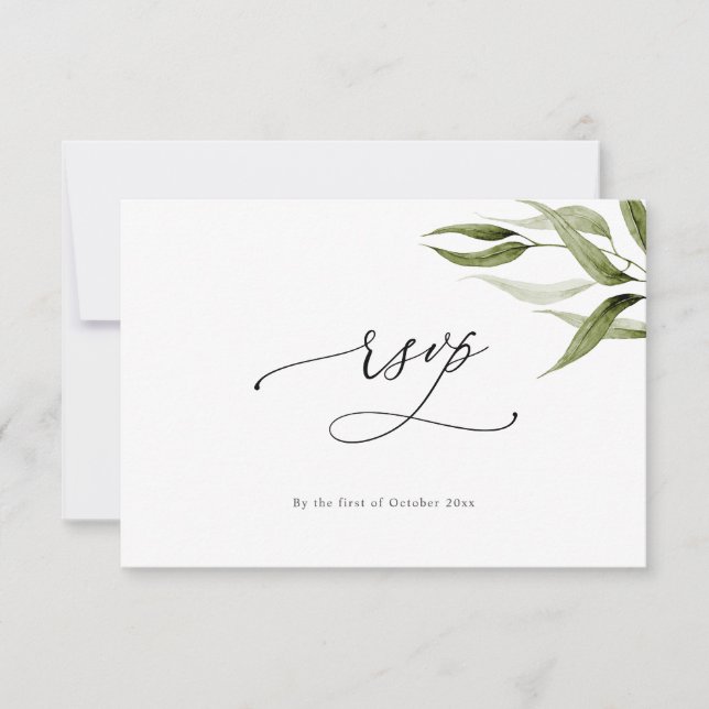 Invitation Elégante aquarelle Rustique Eucalyptus RSVP (Devant)