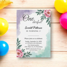 Elégante aquarelle rustique Floral Boho 1er annive