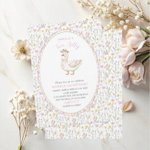 Invitation Elégante aquarelle Un 2 Anniversaire oie bête B