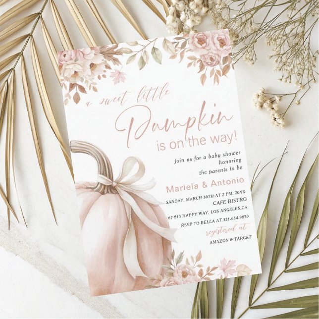 Invitation Elégante aquarelle un doux petit citrouille Baby S (Créateur téléchargé)