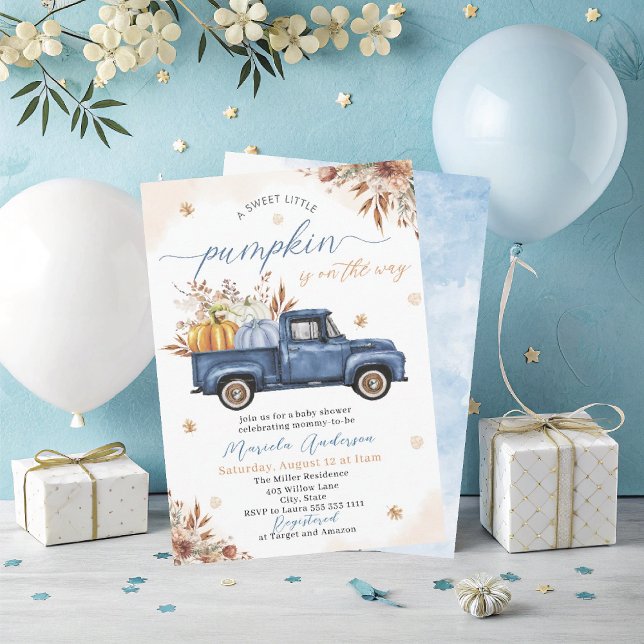 Invitation Elégante aquarelle un doux petit citrouille Baby S (Créateur téléchargé)