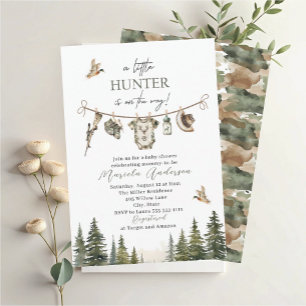 Invitation Elégante aquarelle Un petit Baby shower de chasseu