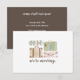 Invitation Elégante Aquarelle Valises Ménage