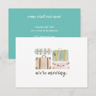 Invitation Elégante Aquarelle Valises Ménage