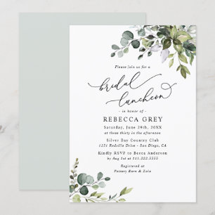 Invitation Elégante aquarelle verte nuptiale déjeuner nuptial