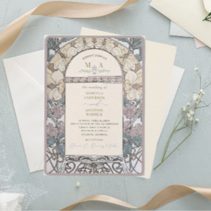 Invitation Elégante aquarelle Vintage Nouveau WeddiInvitation