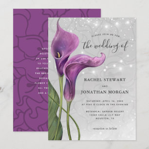Invitation Elégante aquarelle violet Calla Lily Mariage Invit