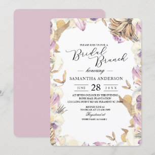 Invitation Elégante aquarelle violet et jaune fleurs de beaut
