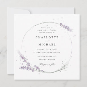 Invitation Elégante aquarelle violet lavande mariage